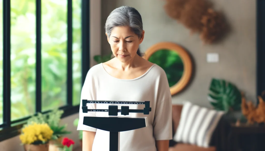 How much weight does the average woman gain after menopause